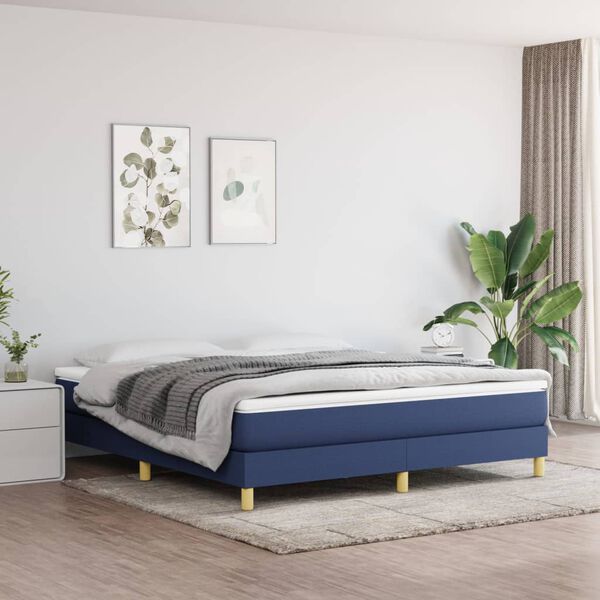vidaXL Boxspringbett mit Matratze Blau 180x200 cm Stoff