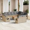 vidaXL 13-tlg. Garten-Sofagarnitur mit Kissen Beige Poly Rattan