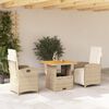 vidaXL 3-tlg. Garten-Essgruppe mit Kissen Beige Poly Rattan
