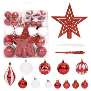 vidaXL 64-tlg. Weihnachtskugel-Set Rot und Wei&szlig;