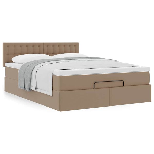 vidaXL Ottoman-Bett mit Matratze Cappuccino-Braun 140x190cm Kunstleder