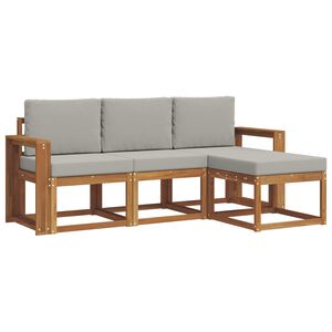 vidaXL Outdoor-Sofagarnitur 4 stk. 3-Sitzer Natur und Hellgrau
