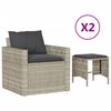 vidaXL 4-tlg. Garten-Sofagarnitur mit Kissen Hellgrau Poly Rattan