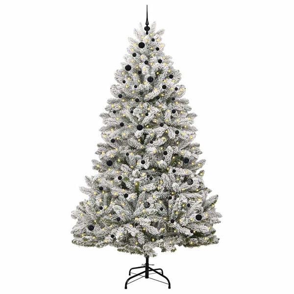 vidaXL K&uuml;nstlicher Weihnachtsbaum Gr&uuml;n und Wei&szlig; 270 cm PVC und Metall