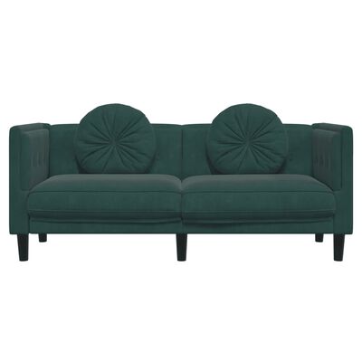 vidaXL Sofa mit Kissen 2-Sitzer Dunkelgrün Samt