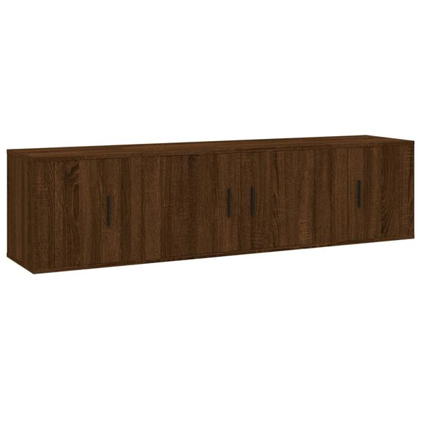 vidaXL 3-tlg. TV-Schrank-Set Braun Eichen-Optik Holzwerkstoff