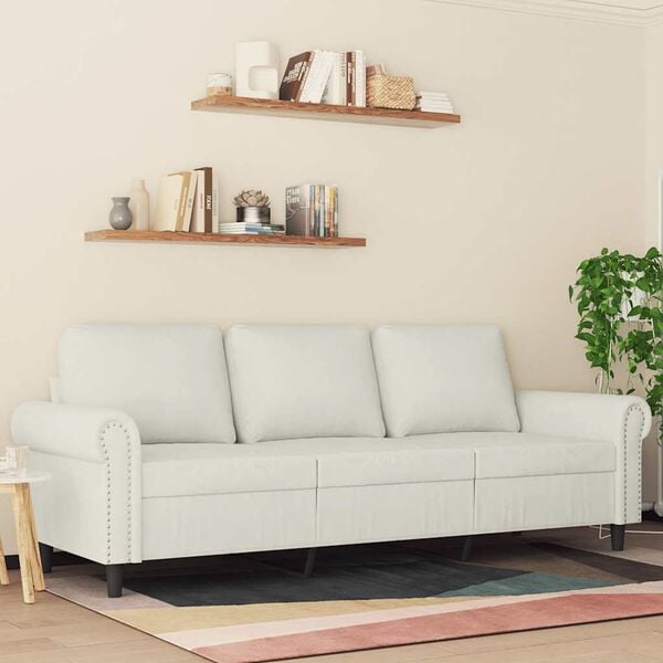 vidaXL 3-Sitzer-Sofa Creme 180 cm Samt