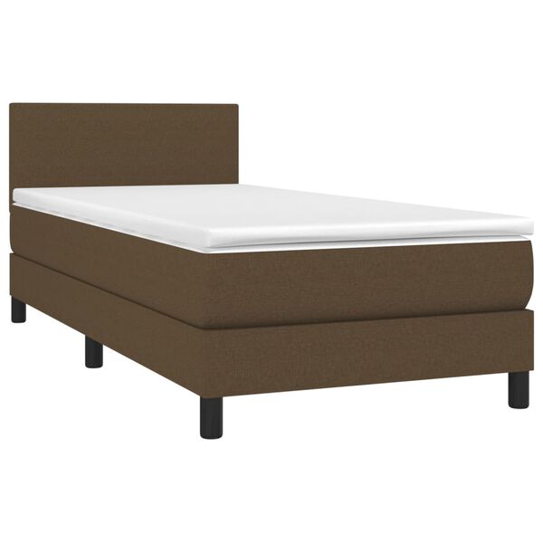 vidaXL Boxspringbett mit Matratze & LED Dunkelbraun 90x190 cm Stoff