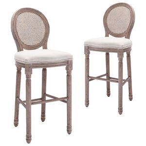 vidaXL Barhocker 2 Stk. Wei&szlig; Leinen
