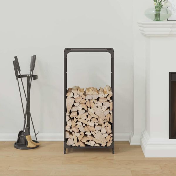 vidaXL Brennholzregal Schwarz 44x28x90 cm Kaltgewalzter Stahl