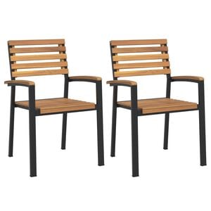 vidaXL Stapelbare Gartenst&uuml;hle 2 Stk. Massivholz Akazie und Metall