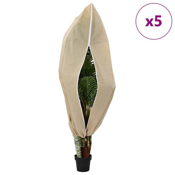 vidaXL Frostschutzpflanzenfleeceabdeckungen 5 pcs Beige 1,55 x 1 m