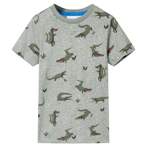 Kinder-T-Shirt Helles Khaki Melange 104