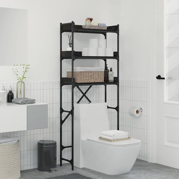 vidaXL Waschmaschinenregal Schwarz 0ak 67 x 25 x 163 cm Holzwerkstoff