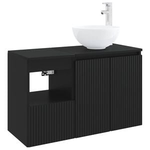 vidaXL Badezimmerm&ouml;bel-Set 2 stk. Schwarz Holzwerkstoff