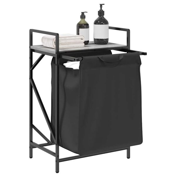 vidaXL W&auml;schekorb 1 Fach mit Ablage Grau Sonoma