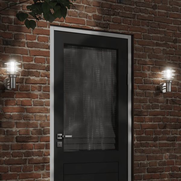 vidaXL Außenwandleuchten 2 Stk. Silbern Edelstahl