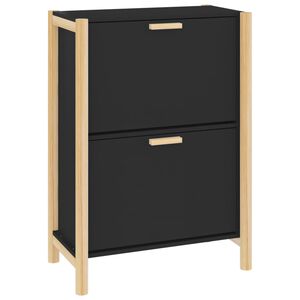 vidaXL Schuhschrank Schwarz 57,5x33x80 cm Holzwerkstoff