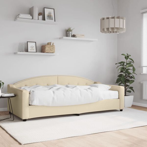 vidaXL Tagesbett mit Matratze Creme 90x200 cm Stoff