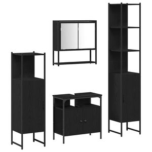 vidaXL Badezimmerm&ouml;bel-Set 4 stk. Schwarz Eichen-Optik