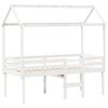 vidaXL Hochbett mit Dach Weiß 90x190 cm Massivholz Kiefer