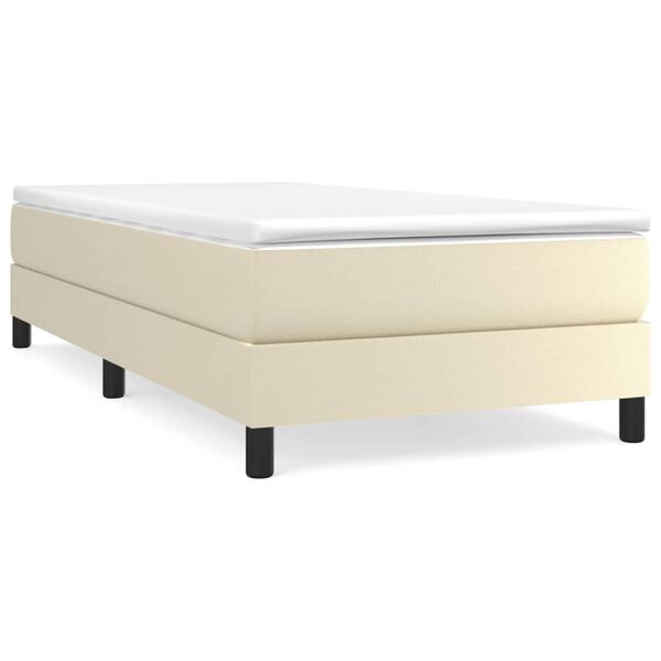 vidaXL Boxspringbett mit Matratze Creme 90x200 cm Kunstleder