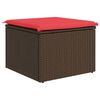 vidaXL Gartenhocker mit Kissen Braun 55x55x37 cm Poly Rattan