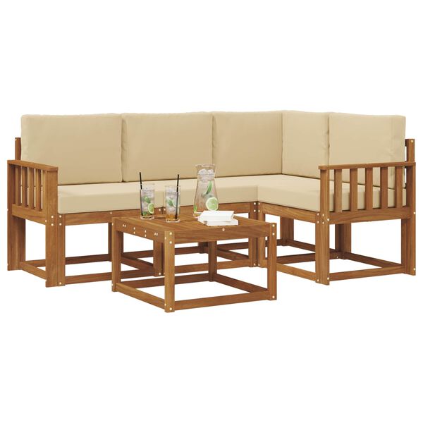 vidaXL Outdoor-Sofagarnitur mit Kissen 5 pcs Natur und Beige