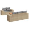 vidaXL 6-tlg. Garten-Sofagarnitur mit Kissen Beige Poly Rattan