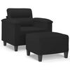 vidaXL Sessel mit Hocker Schwarz 60 cm Mikrofasergewebe