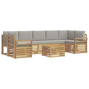 vidaXL Outdoor-Sofagarnitur 8 stk. Wei&szlig; und Hellgrau Polyester