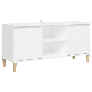 vidaXL TV-Schrank mit Massivholz-Beinen Wei&szlig; 103,5x30x50 cm