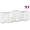 vidaXL Gabionen mit Hochbogen 3 Stk. 400x50x120/140cm Verzinktes Eisen