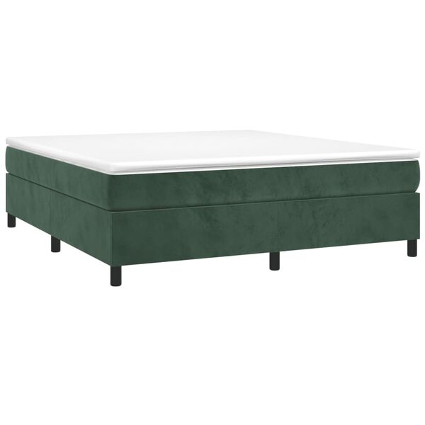 vidaXL Boxspringbett mit Matratze Dunkelgr&uuml;n 160x200 cm Samt
