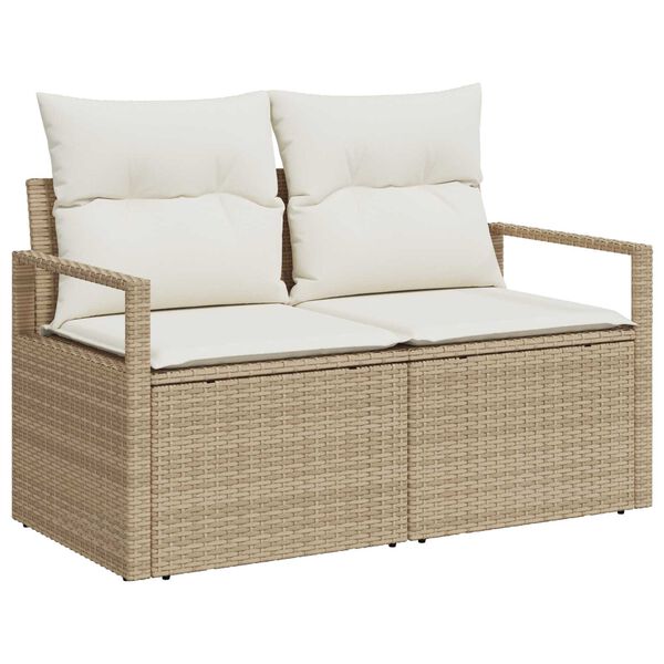 vidaXL Sofa Set mit Kissen 5 pcs Beige Poly Rattan
