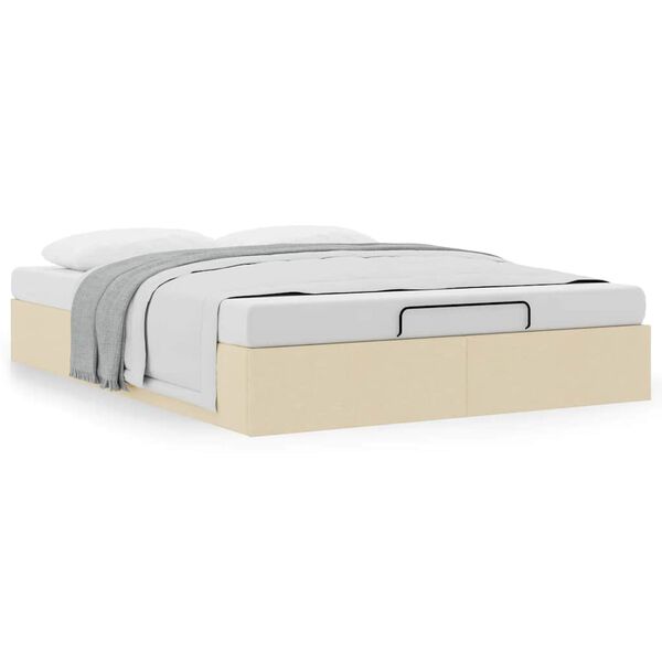 vidaXL Ottoman-Bett ohne Matratze Creme 140x190 cm Stoff