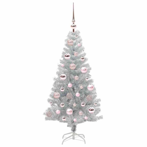 vidaXL Weihnachtsbaum mit 150 LEDs mit St&auml;nder Silber 120 cm PET