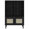 vidaXL B&uuml;cherschrank SENJA Rattan-Look Schwarz 90x35x130cm Kiefernholz