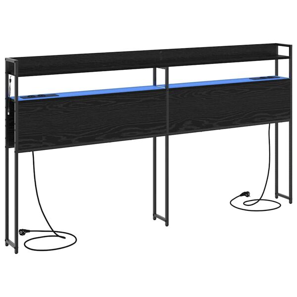 vidaXL Aufbewahrungskopfteil Schwarz Eichen-Optik 180 cm Holzwerkstoff