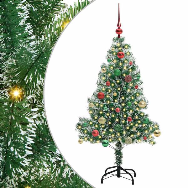 vidaXL K&uuml;nstlicher Weihnachtsbaum beschneit mit LED Licht 150 cm
