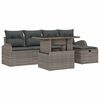 vidaXL Garten-Sofa-Set mit Kissen mit Speicher 6 pcs Grau Poly Rattan