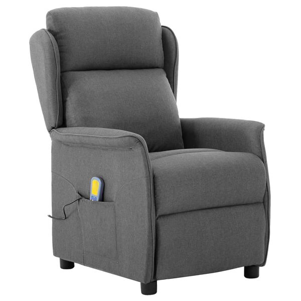 vidaXL Massagesessel Elektrisch Hellgrau Stoff