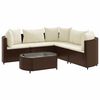 vidaXL 6-tlg. Garten-Sofagarnitur mit Kissen Braun Poly Rattan