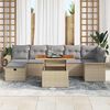 vidaXL Garten-Sofa-Set mit Kissen mit Speicher 8 pcs Beige Poly Rattan