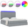 vidaXL Bett mit LED-Lichtleisten Hellgrau 180 x 200 cm Stoff