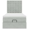 vidaXL Ottoman-Bett mit Matratzen & LEDs Hellgrau 90x190 cm Samt