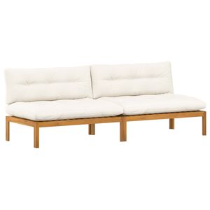 vidaXL Mittelsofa Einheit 2 Stk. Nat&uuml;rlich und Cremwei&szlig; Akazienholz