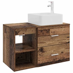 vidaXL Badezimmerm&ouml;bel-Set 2 pcs Altholz Holzwerkstoff