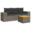 vidaXL 4-tlg. Garten-Sofagarnitur mit Kissen Grau Poly Rattan