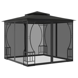 vidaXL Pavillon mit Netz 300x300x265 cm Anthrazit